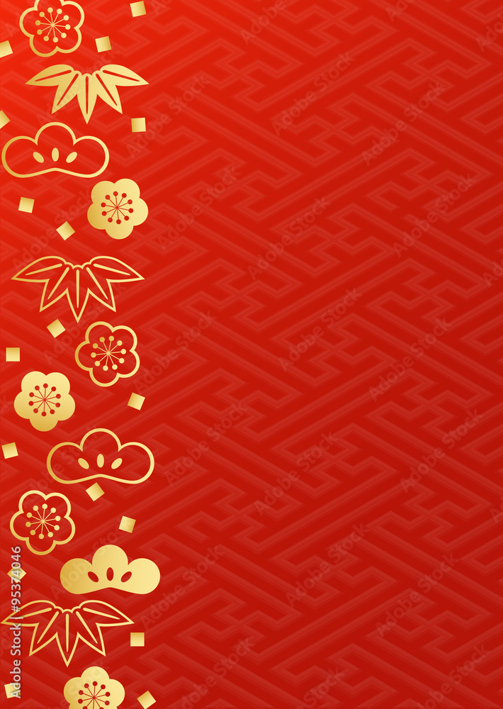 松竹梅金朱赤背景stock Vector Adobe Stock 松竹梅金朱赤背景stock Vector Adobe Stock