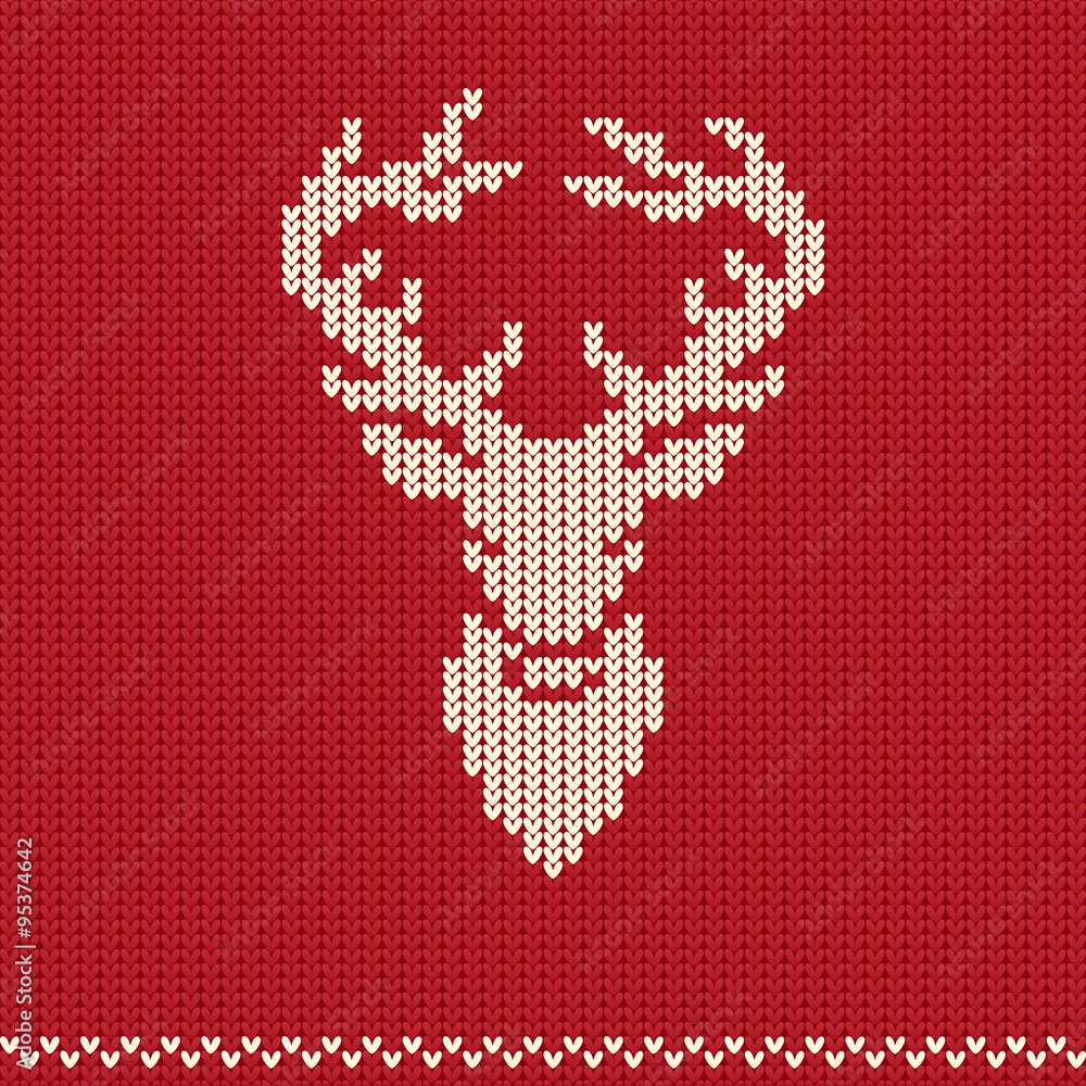 Fototapeta premium Knitted pattern with deer