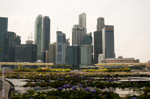 SINGAPORE - FEBRUARY 04, 2014: Downtown Singapore from Marina Bay View includes next buildings: ,  Island, DBC, HSBC, Maybank, Capital Tower and ect. photo