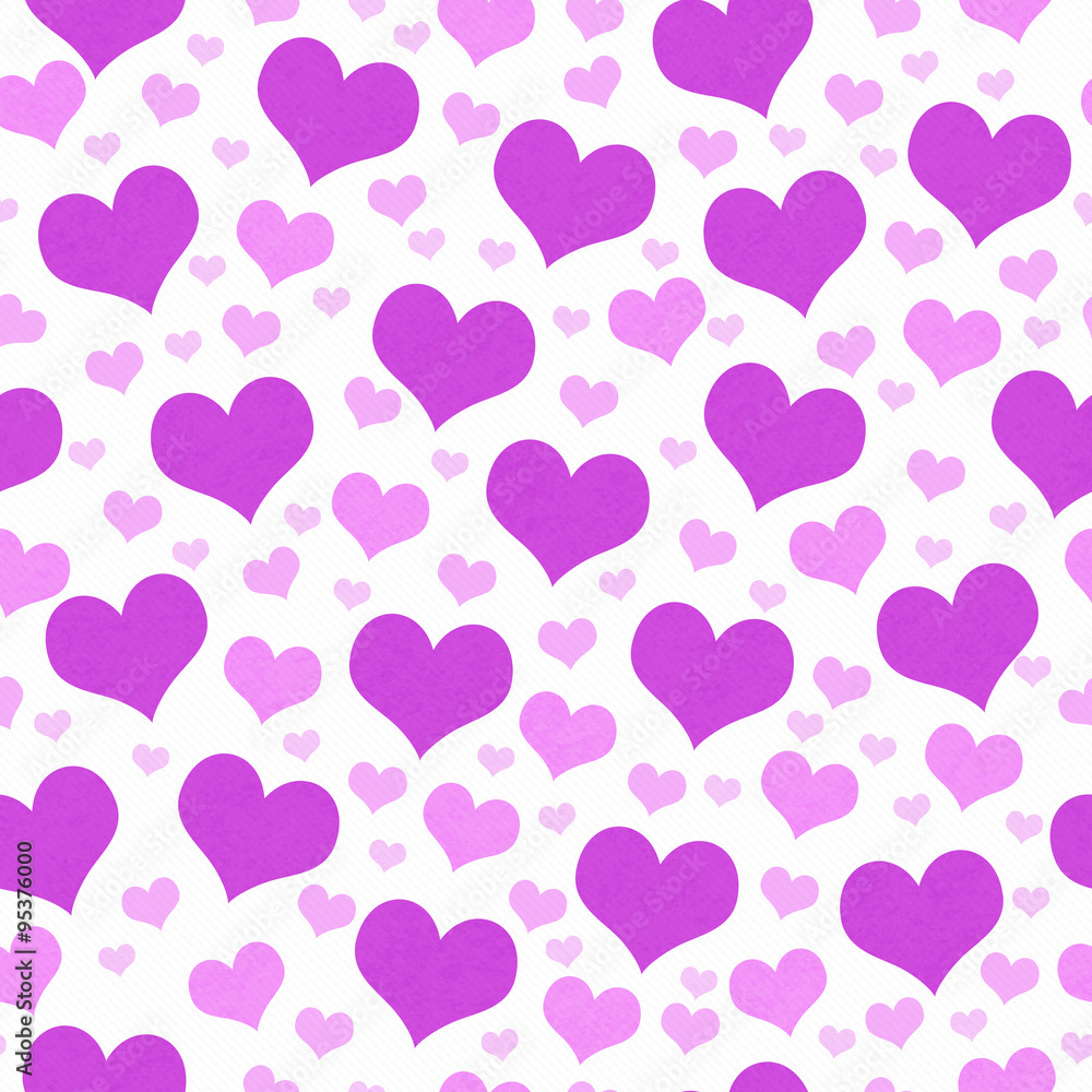 Purple and White Hearts Tile Pattern Repeat Background
