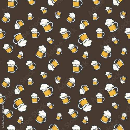Colorful hand drawn beer seamless pattern