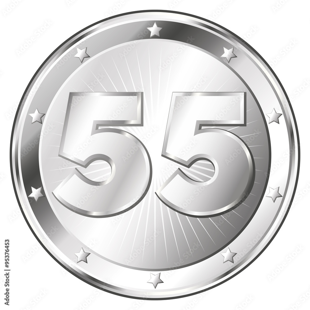 Fifty-Five Year Anniversary - Round Silver Badge Fifty-Five Year Anniversary - Round Silver Badge