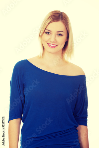 Casual woman smiling.