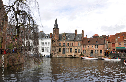 The main part of old town during a cloudy raining day in Bruges © Savvapanf Photo ©