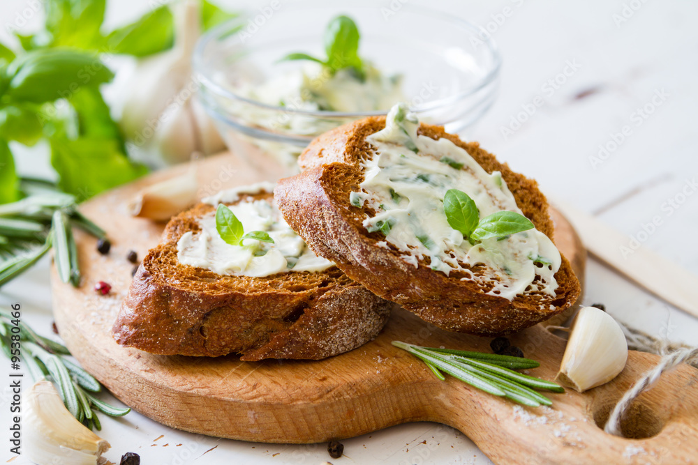 Garlic bread with herbs