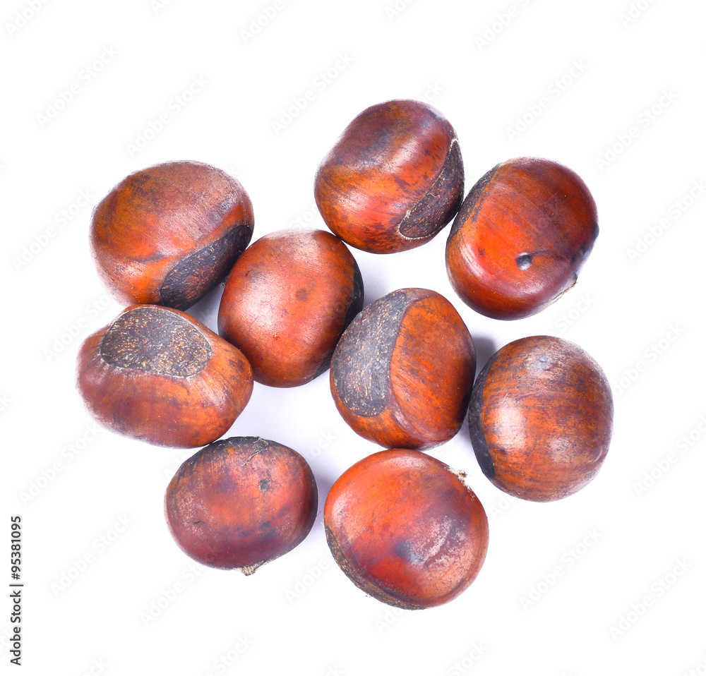 Fresh chestnuts isolated on white Fresh chestnuts isolated on white