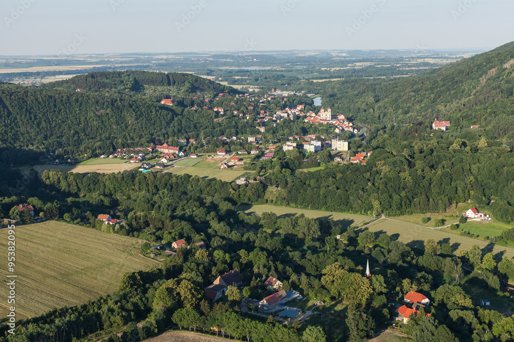 Aerial view of the  Bardo town near Klodzko city