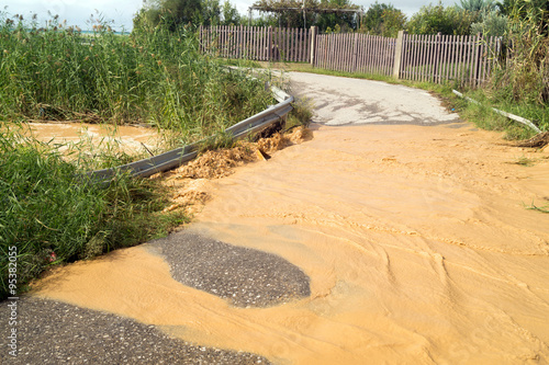 View of the mountain river after storm photo