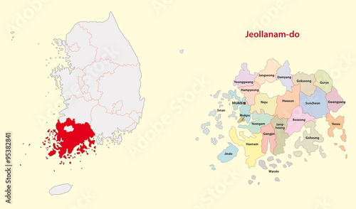 south korea north south jeolla province map