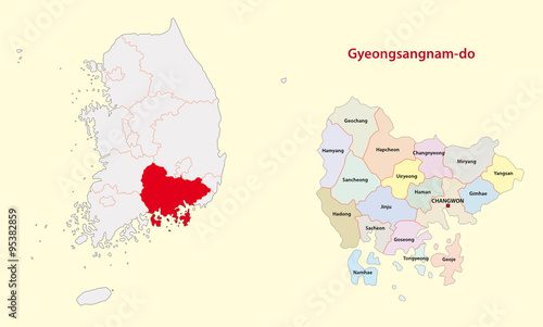 south korea south gyeongsang province map