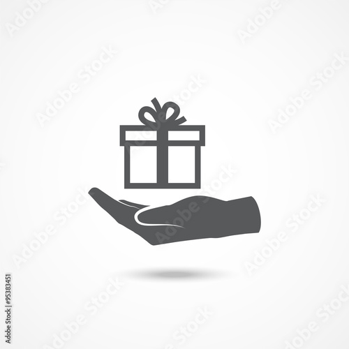 Hand and gift icon
