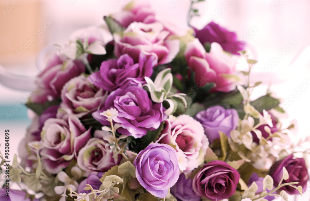 Close up of colorful artificial flowers. Close up of colorful artificial flowers.