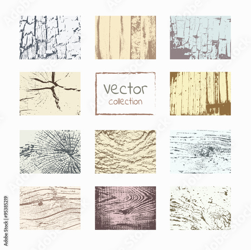 Wood textures template. Wood backgrounds set. Vector natural wooden background.