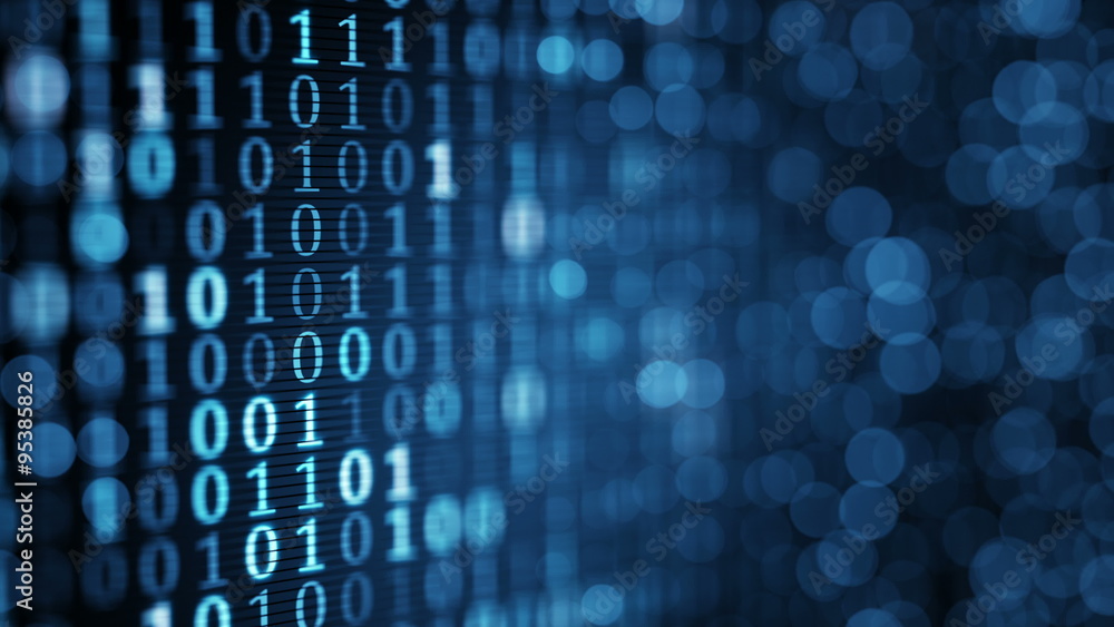 blue digital binary data on computer screen loopable 4k (4096x2304)
