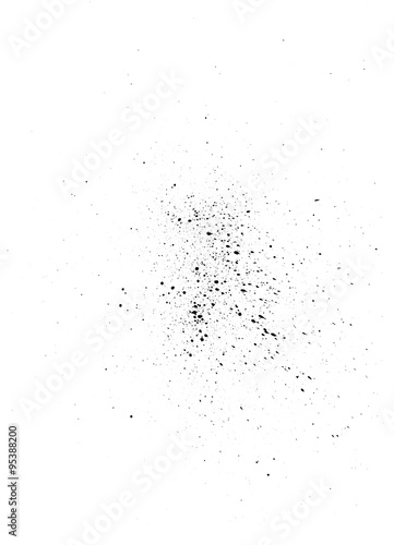 Black ink spray on white textured paper