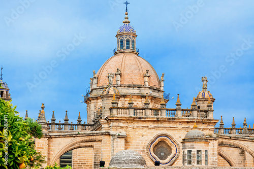 Cathedral in evening time. Jerez de la Frontera, Spain