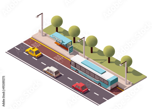 Vector isometric bus stop
