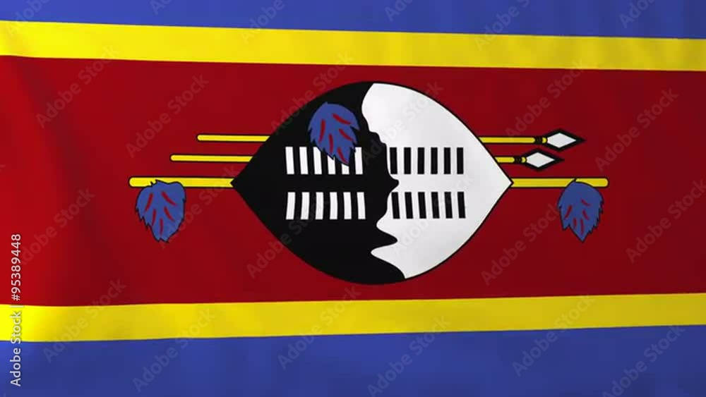 Flag of Swaziland, slow motion waving. Rendered using official design and colors. Highly detailed fabric texture. Seamless loop in full 4K resolution. ProRes 422 codec. Flag of Swaziland, slow motion waving. Rendered using official design and colors. Highly detailed fabric texture. Seamless loop in full 4K resolution. ProRes 422 codec.