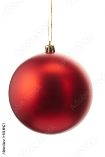 Red christmas ball isolated on white background