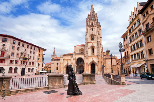 Oviedo Cathedral on Plaza Alfonso II el Casto in Asturias. Spain photo