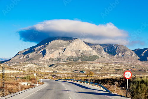 Cerro Jabalcon mount and Lenticular cloud near Baza. Andalusia, photo