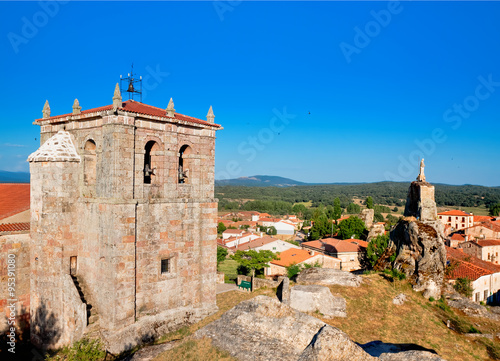 Church of San Pedro and statue of Christ in Hacinas, Burgos, Cas