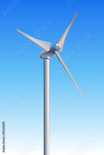 Wind Turbines on Blue Sky Background