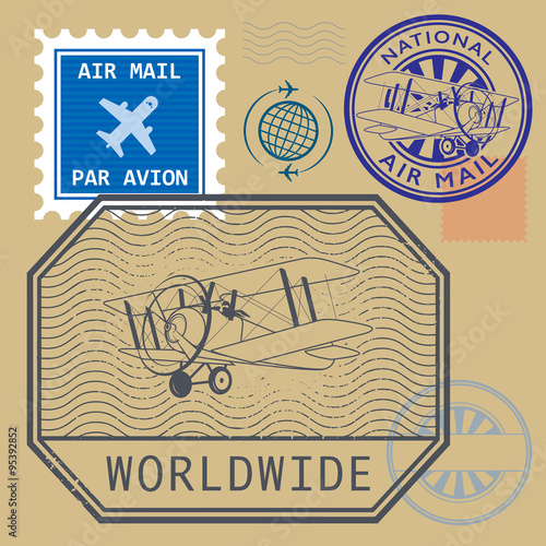 Set of air mail symbols