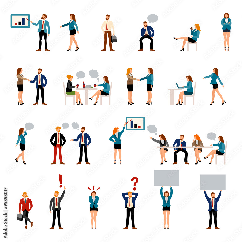 Flat style business people figures icons. Flat style business people figures icons.