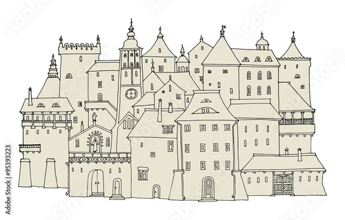 Cartoon hand drawing houses