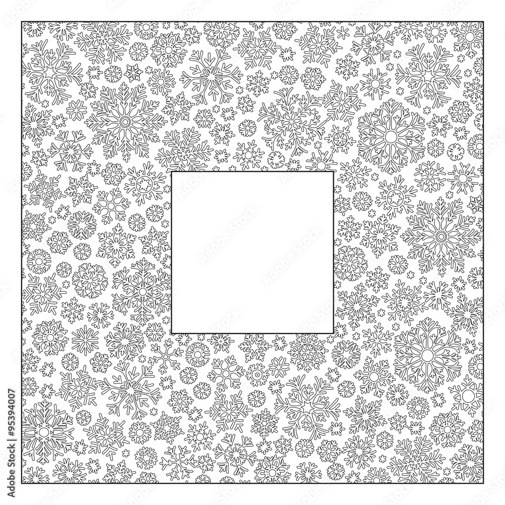 Christmas frame from snowflakes for a card vector. Pattern for c