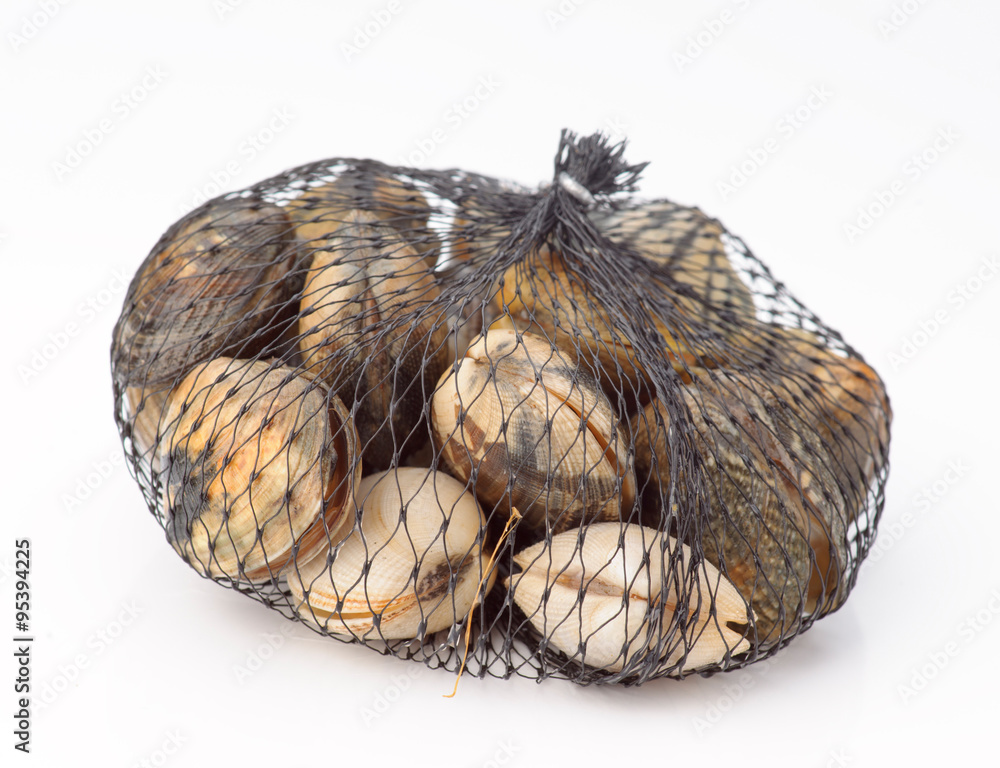 clams package isolated on white background clams package isolated on white background
