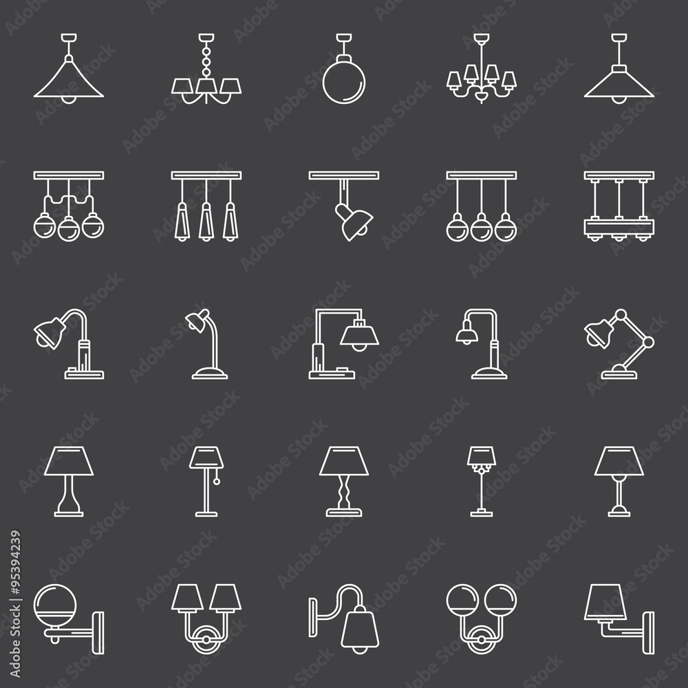 Lamp outline icons Lamp outline icons