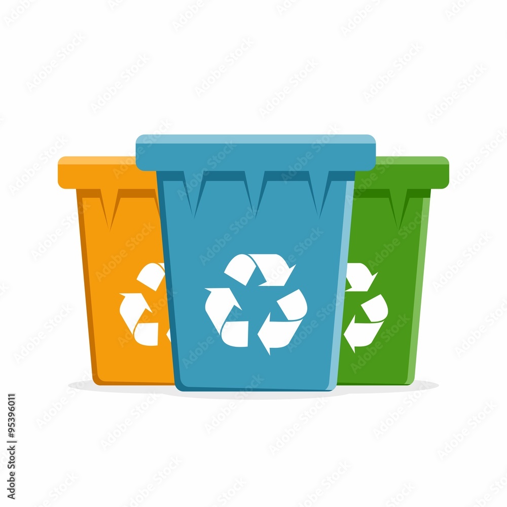 Vector Recycle Bins for Trash and Garbage. Vector Recycle Bins for Trash and Garbage.