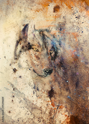 Malarstwo wilka, abstrakcyjny efekt koloru na tle