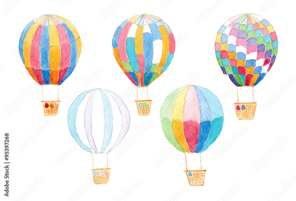 Fototapeta premium Watercolor Isolated air balloons set