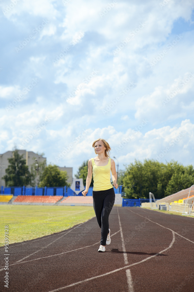  woman running outdoors training  