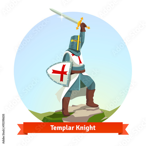Knight Templar in armour with shield and sword