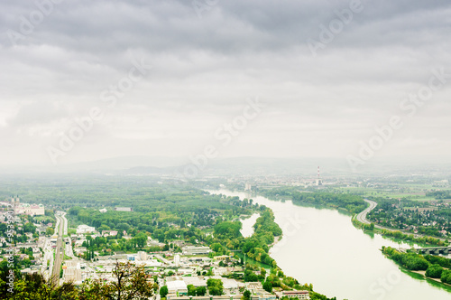 Vienna landscape with Danube river from Kahlenberg mountain