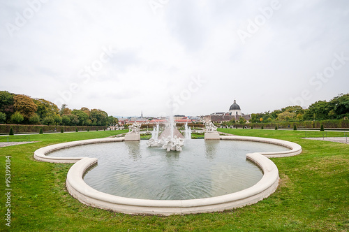 Fountain in Belvedere Park in Vienna  Austria