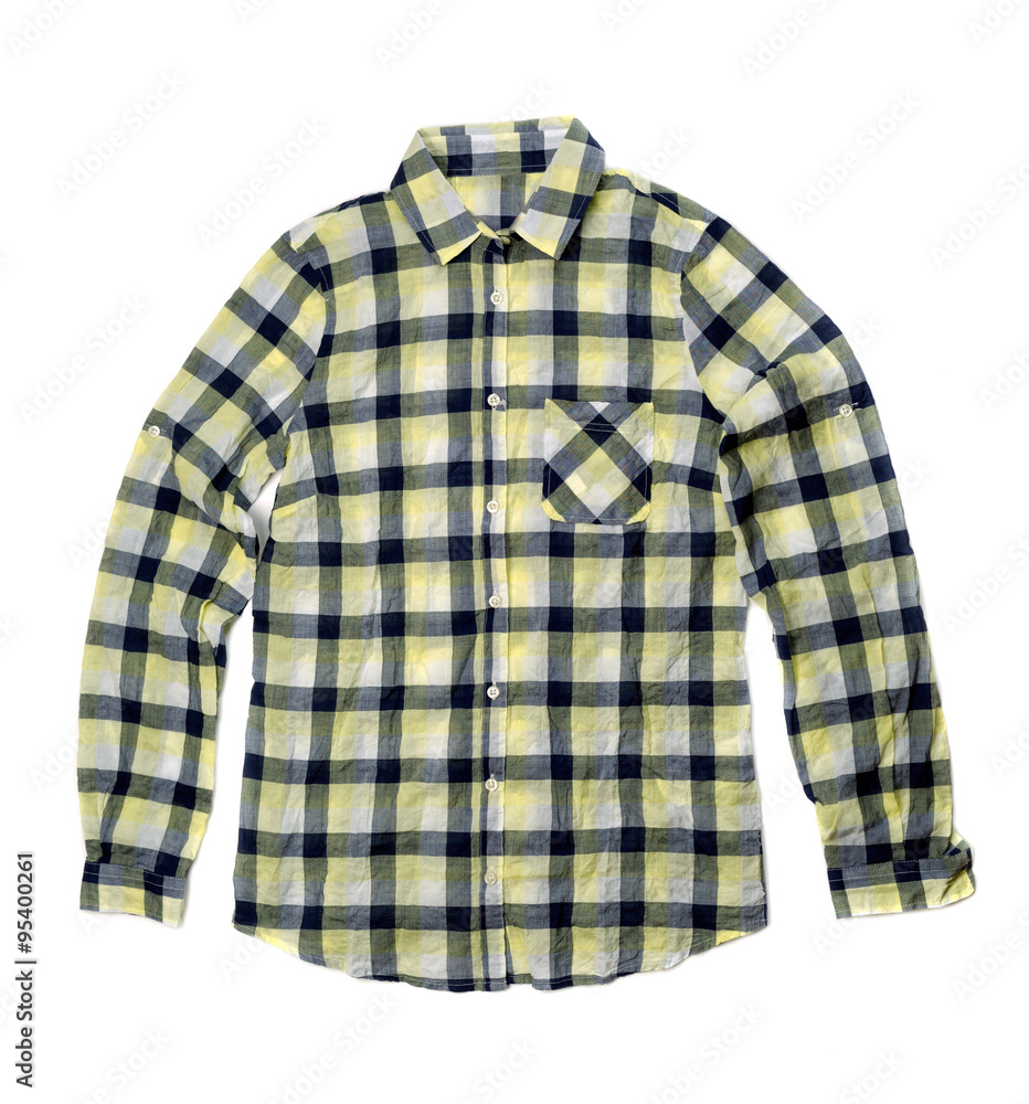 Yellow checkered shirt. Yellow checkered shirt.