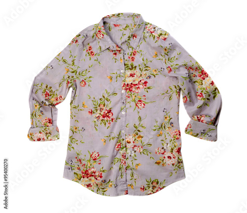 Gray shirt with a flower pattern