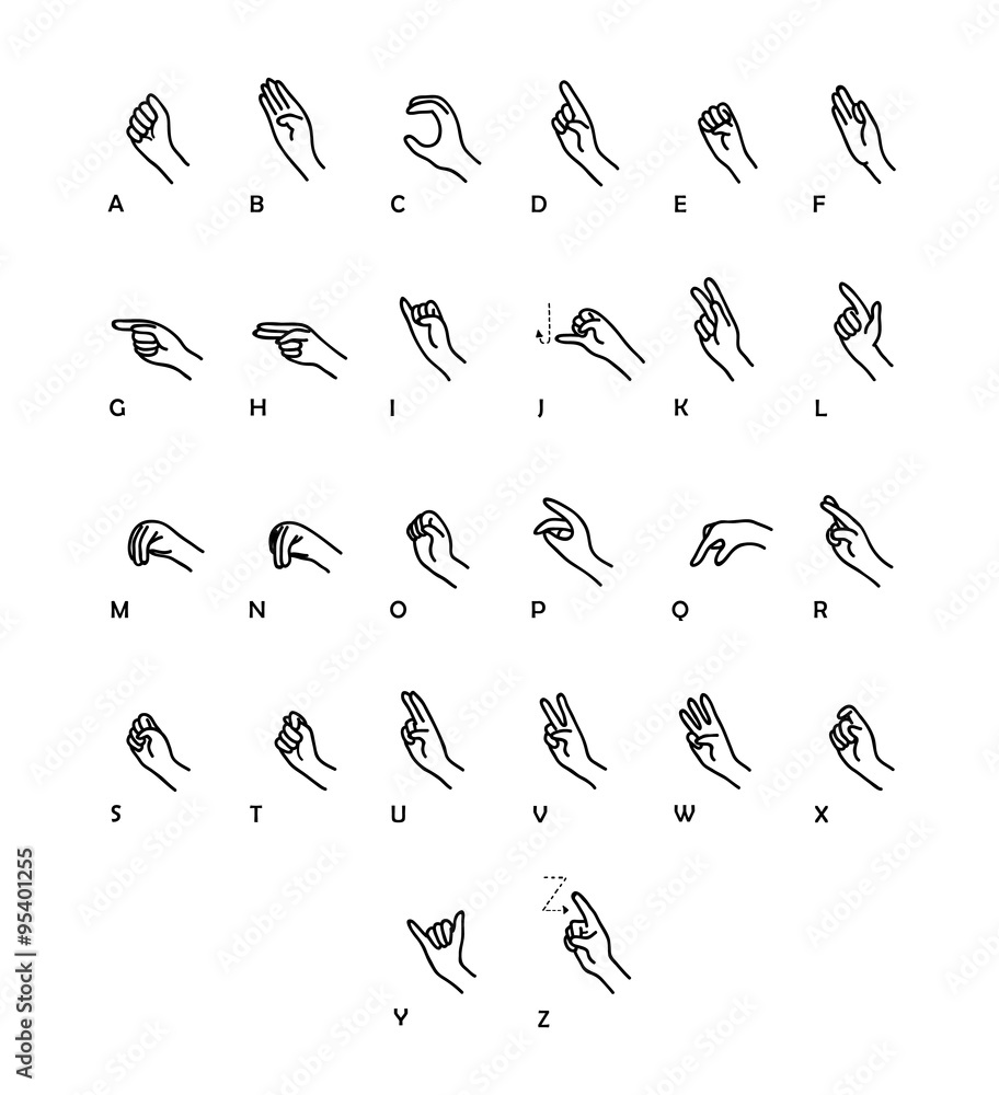 Sign Language For Pattern Sign Language Vector Set, a hand drawn vector set illustration of hand ...