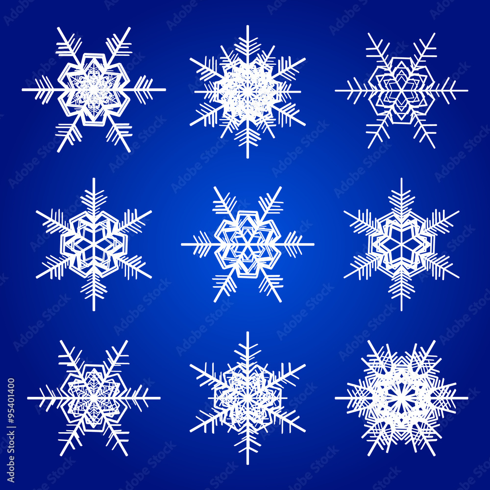 Vector snowflakes white isolated on blue Vector snowflakes white isolated on blue