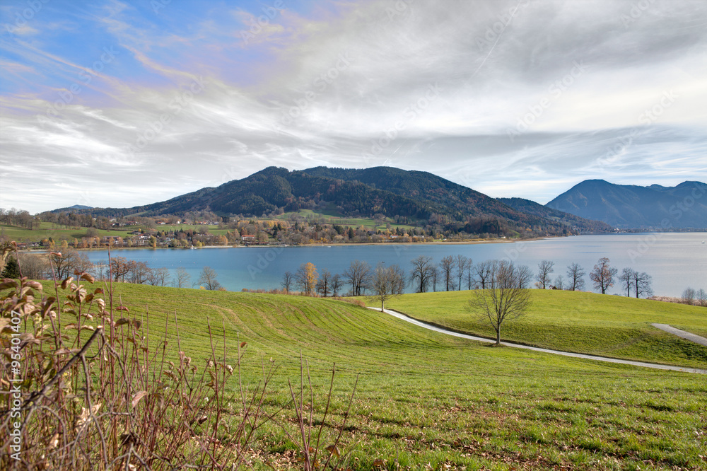 Lake and mountains landscape panorama