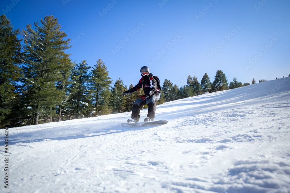 Sportsman on snowboard