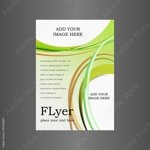 Flyer abstract in shades of green. brochure template with place for photo and text.