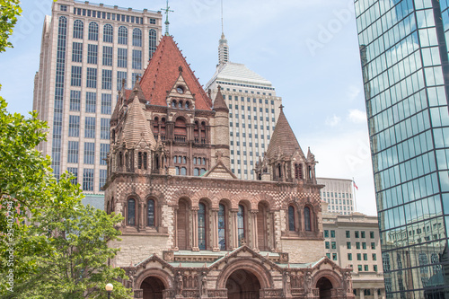 Trinitiy Church in the City of Boston Massachusetts USA photo