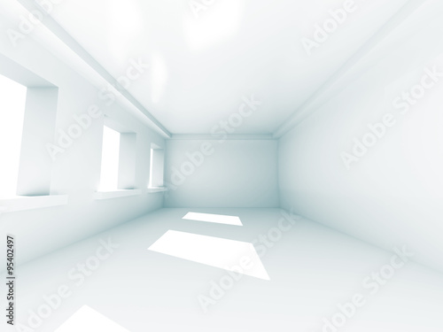 Light White Room With Windows. Interior Background