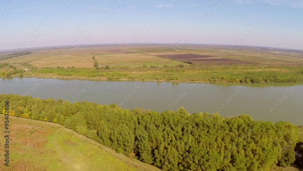 Flying along the river Danube floodplain Flying along the river Danube floodplain
